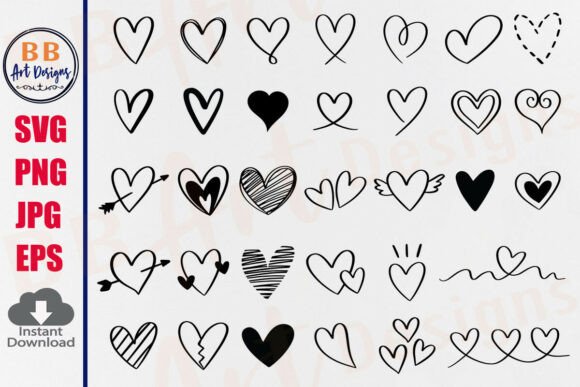 Download Heart SVG Bundle Heart Doodle Hand Drawn - Heart svg Collection